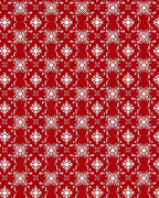 White Snowflake Damask Red Rug