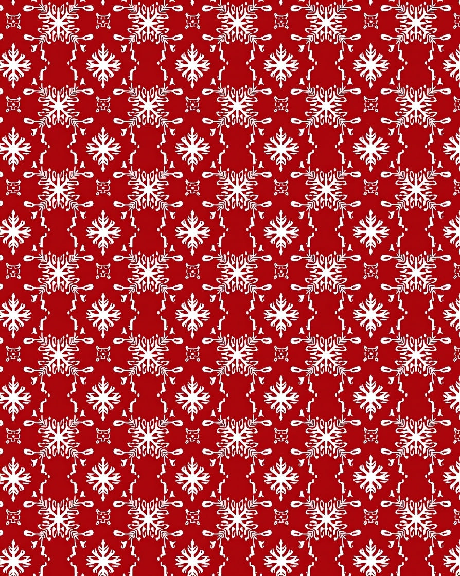 White Snowflake Damask Red Rug