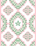 Pink Green Floral Medallion Pattern Rug