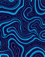 Abstract Blue Swirls Topographic Pattern Rug