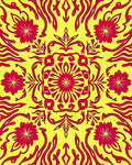 Radiant Red Floral Medallion Pattern Rug