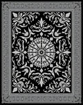 Intricate Floral Medallion Black White Rug