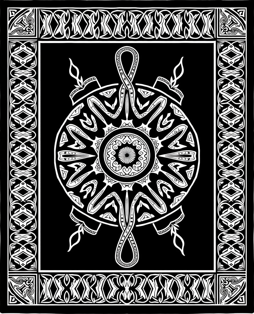 Monochromatic Intricate Circular Mandala Design Rug