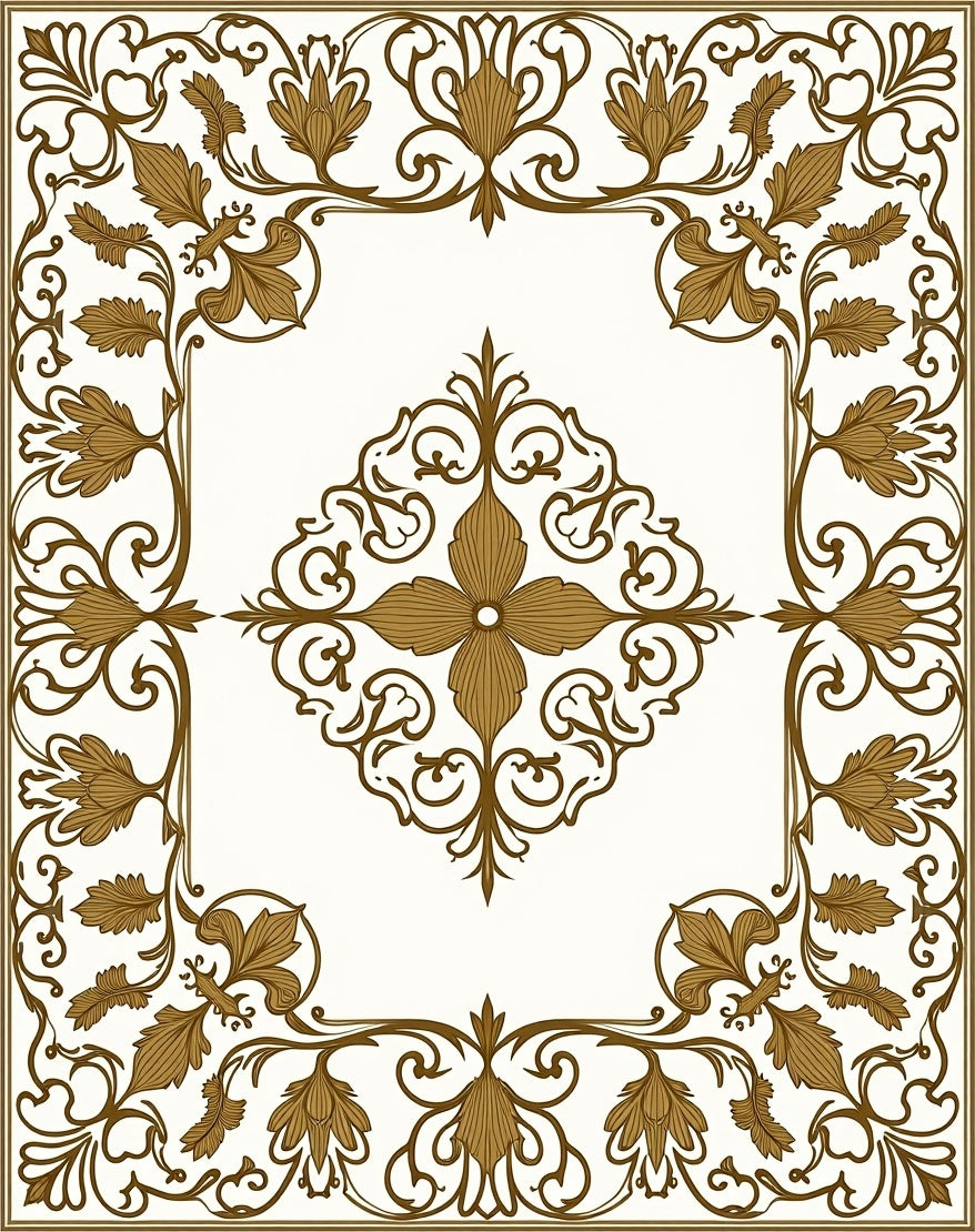Elegant Floral Swirl Pattern Rug