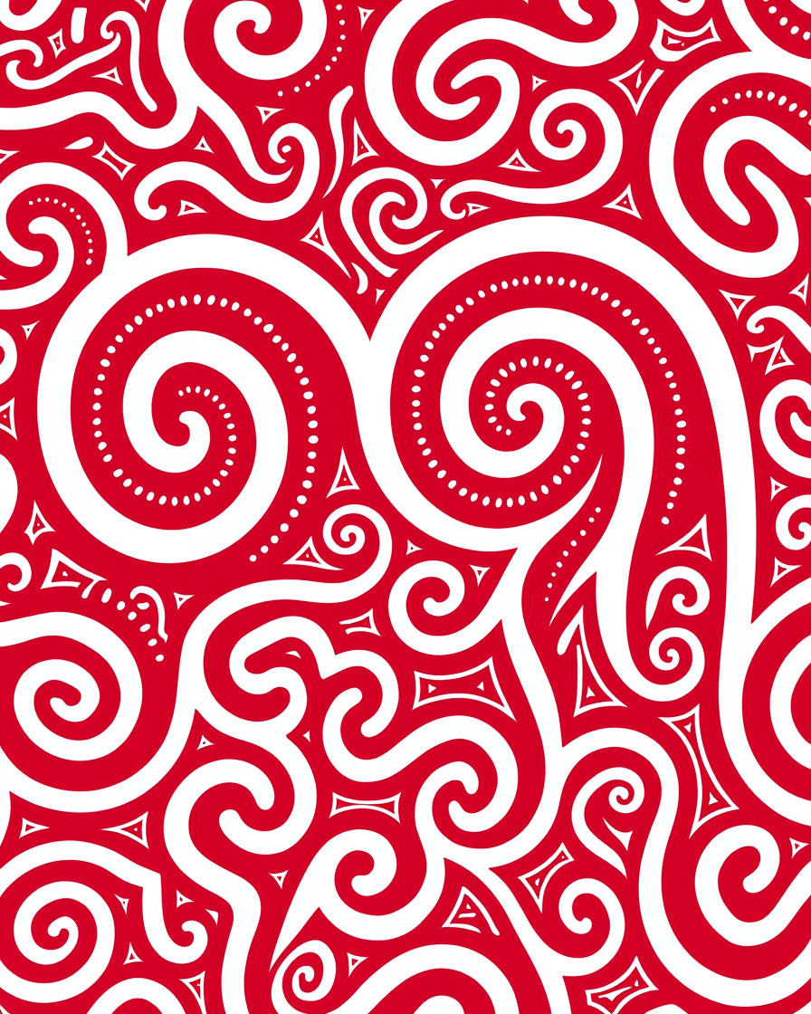 Crimson Swirl Tribal Abstract Rug