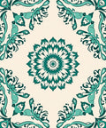 Teal Floral Mandala Pattern Rug