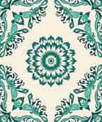 Teal Floral Mandala Pattern Rug