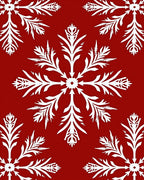 White Snowflakes on Red Pattern Rug