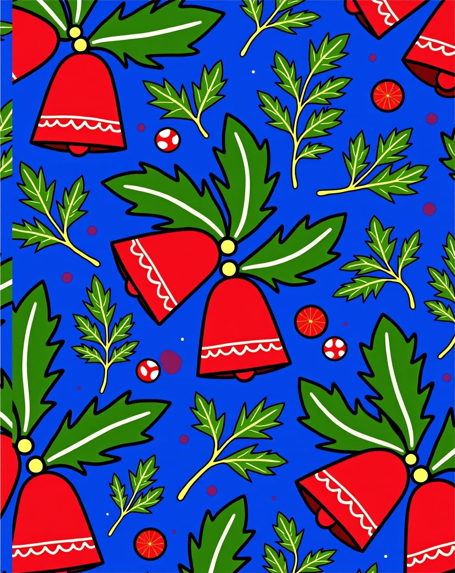 Red Bells Green Leaves Pattern Rug