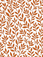 Contemporary Orange Leaf Pattern Rug