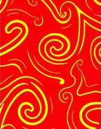Bold Red Yellow Swirl Pattern Rug