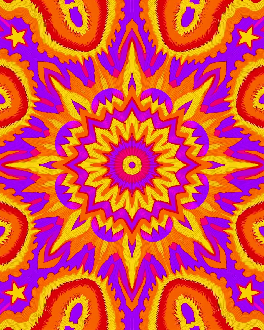 Kaleidoscope Starburst Vivid Mandala Rug
