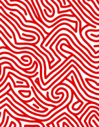 Bold Red Abstract Maze Pattern Rug