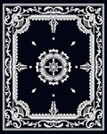Elegant Floral Emblem Black White Rug
