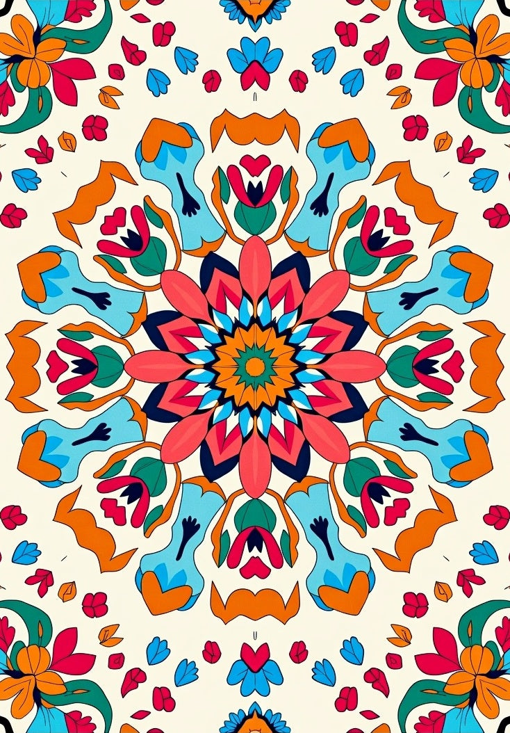 Floral Mandala Vivid Colors Rug