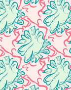 Abstract Coral And Leaf Motif Rug