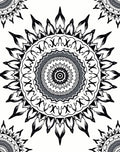 Monochromatic Mandala Sunburst Pattern Design Rug