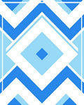 Azure Blue Geometric Diamond Pattern Rug