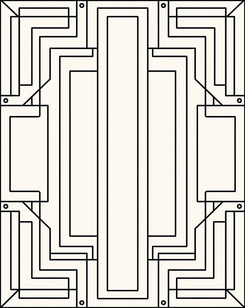 Monochromatic Geometric Art Deco Pattern Rug