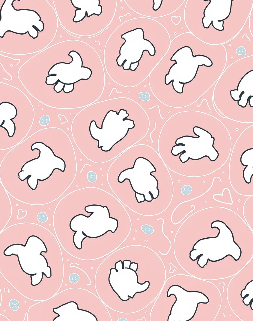 Abstract Blob Patterned Pink Rug