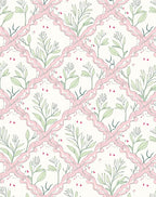 Feminine Floral Ribbon Lattice Pattern Rug