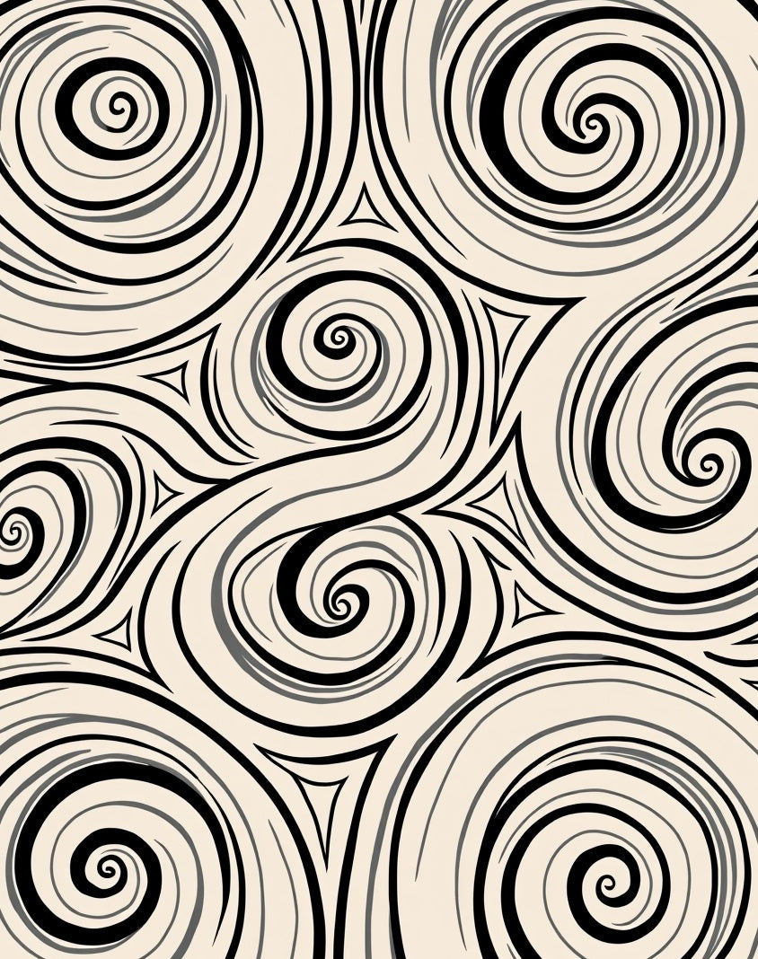 Swirling Monochrome Abstract Pattern Rug