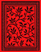 Crimson Black Branch Floral Medallion Rug