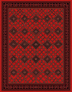 Bold Geometric Lattice Red Pattern Rug