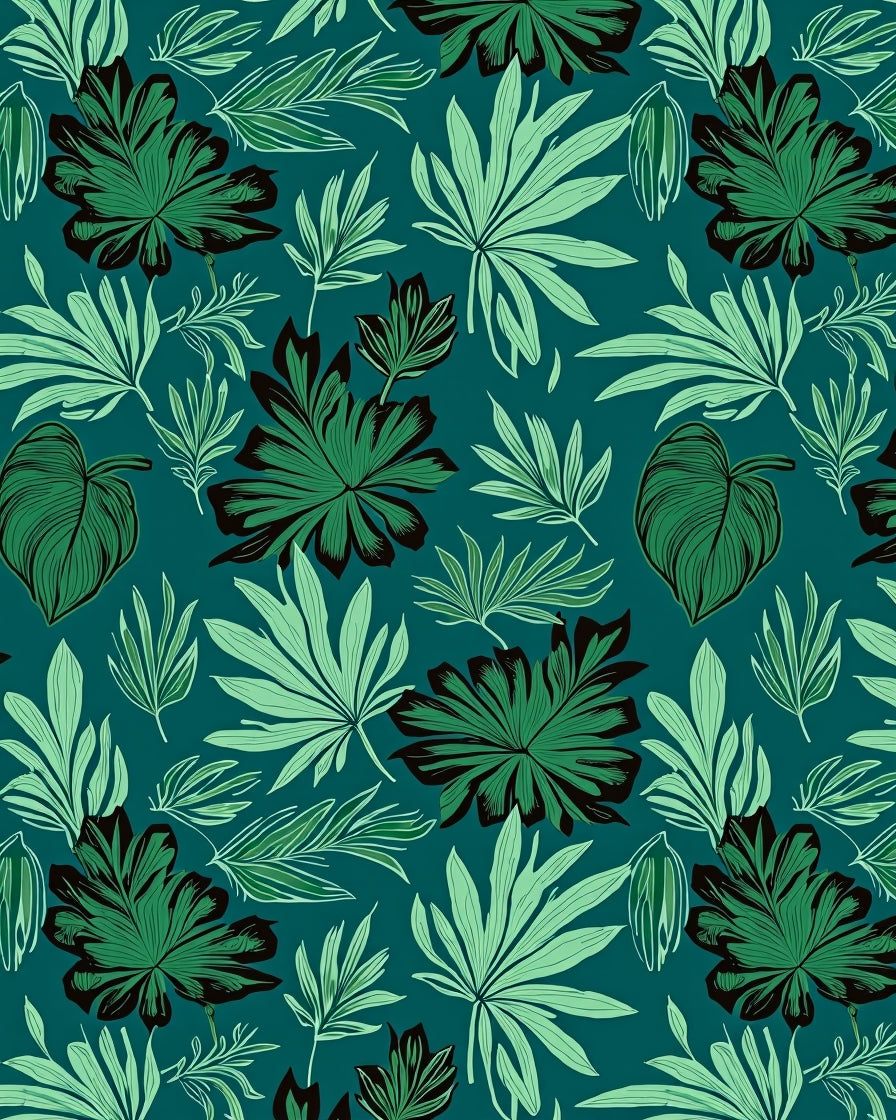 Tropical Leaf Pattern Rug
