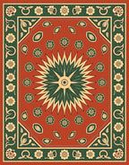 Classic Floral Sunburst Kilim Pattern Rug