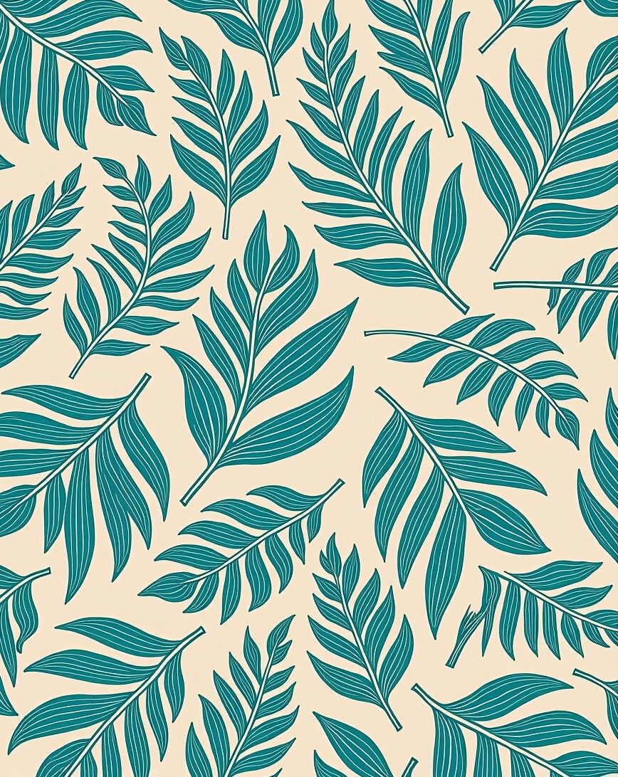 Teal Leafy Pattern Design Rug