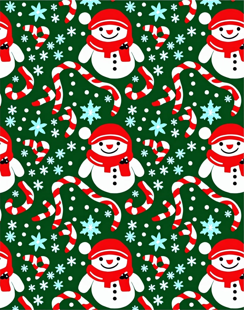 Joyful Snowman Candy Cane Snowflake Scatter Rug