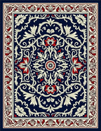 Ornate Floral Vines Navy Rug