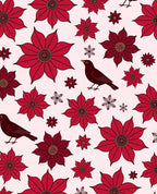 Rustic Red Floral Bird Pattern Rug