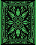 Bright Green Leaf Mandala Border Rug