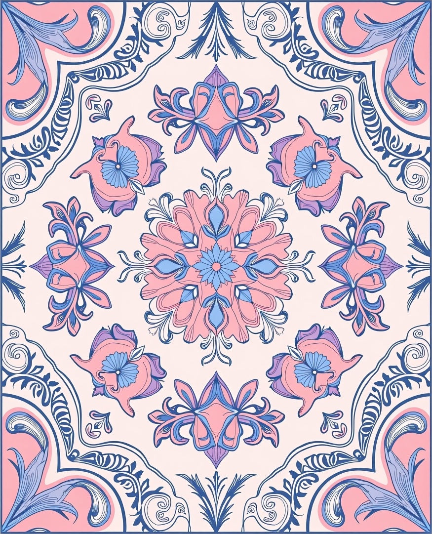 Intricate Floral Mandala Design Rug