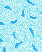 Blue Fish Flowing Wave Pattern Rug