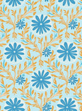 Blue Orange Floral Scroll Pattern Rug