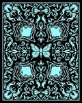 Ornate Butterfly Floral Symmetry Design Rug