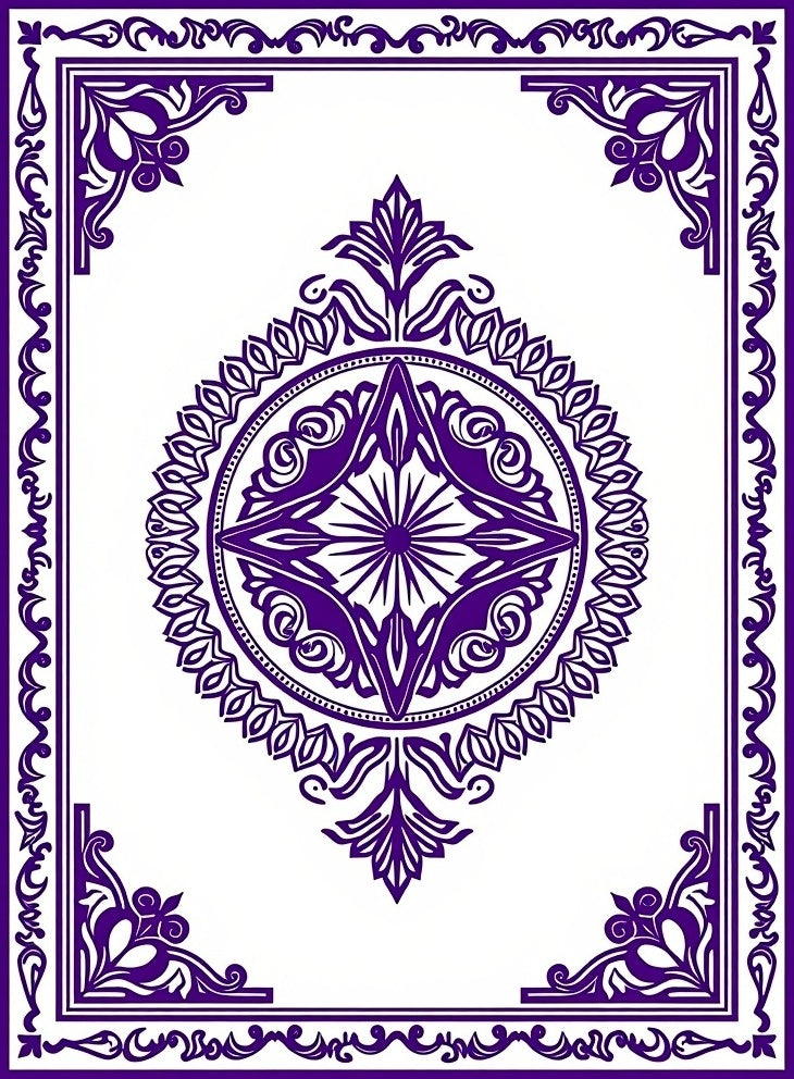 Purple Mandala With Floral Border Rug