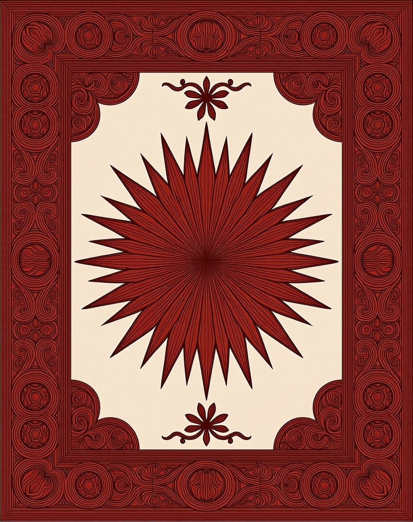 Ornate Floral Sunburst With Intricate Border Rug