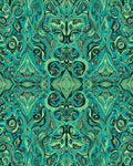 Teal Emerald Swirling Organic Garden Rug