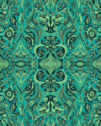 Teal Emerald Swirling Organic Garden Rug