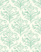 Mint Green Watercolor Damask Pattern Rug