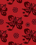 Dark Red Bold Floral Design Rug