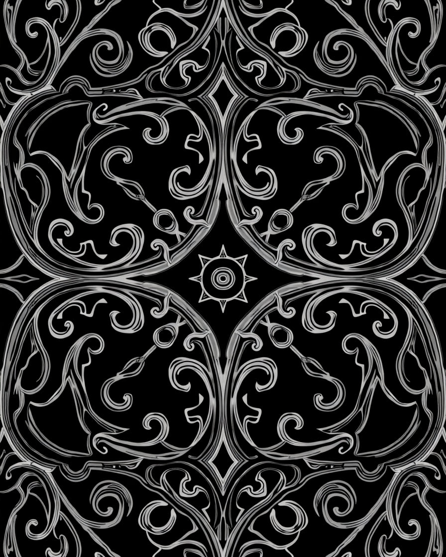 Ornate Swirls With Sunburst Pattern Rug