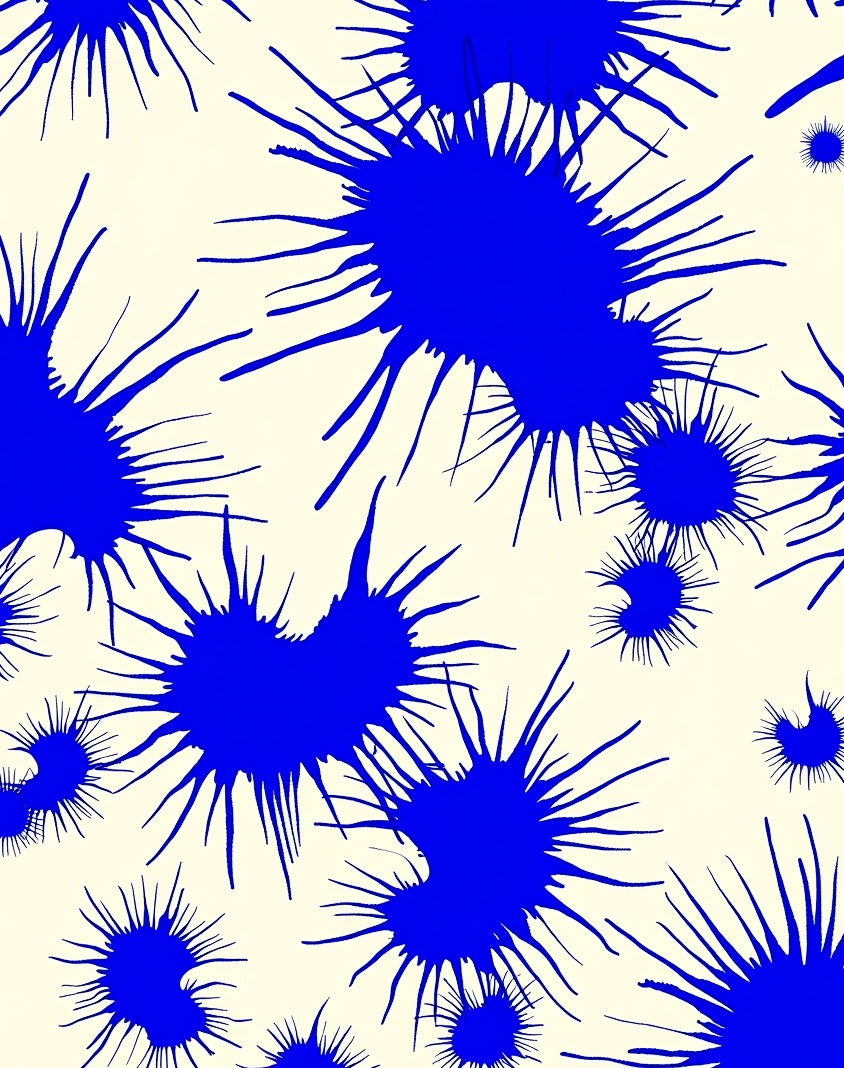 Splatter Print Abstract Blue Rug