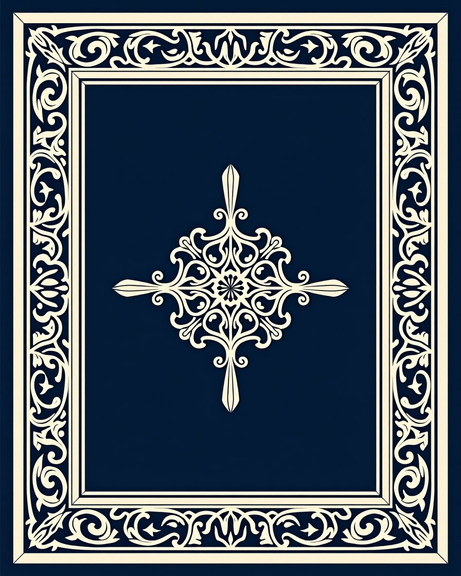 Elegant Cream Ornamental Damask Rug