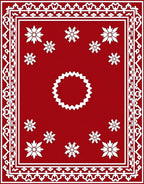 Bold Red White Floral Medallion Rug