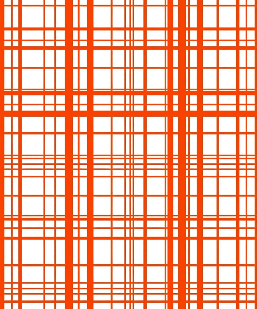 Bold Orange Plaid Geometric Pattern Rug
